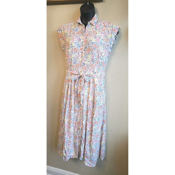 Lands End Size 10 Floral Midi Pocket Shirtdress, Spring, Easter, Summer - Picture 6 of 7
